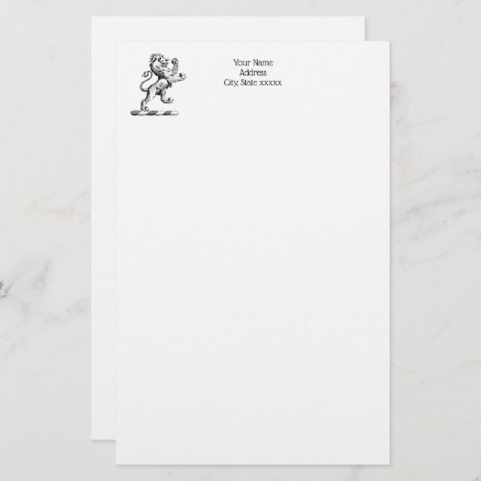Heraldic Lion Standing Crest Emblem Briefpapier (Voorkant / Achterkant)