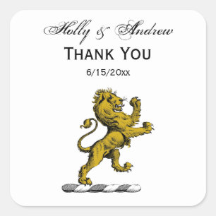 Heraldic Lion Standing Crest Emblem C Vierkante Sticker