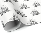 Heraldic  Nautical Clipper Ship Crest Cadeaupapier (Rol Hoek)