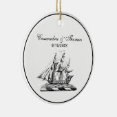 Heraldic  Nautical Clipper Ship Crest Keramisch Ornament (Rechts)