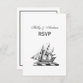 Heraldic  Nautical Clipper Ship Crest RSVP Kaartje (Voorkant / Achterkant)
