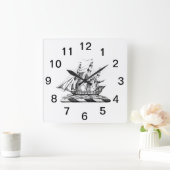 Heraldic  Nautical Clipper Ship Crest Vierkante Klok (Huis)