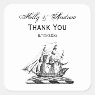 Heraldic Nautical Clipper Ship Crest Vierkante Sticker