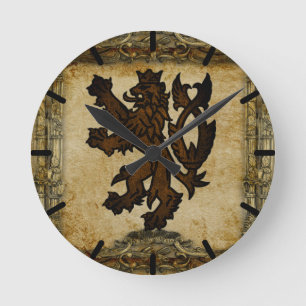 Heraldic Rampant Lion Custom Ronde Klok