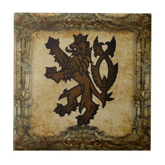 Heraldic Rampant Lion Custom Tegeltje (Voorkant)