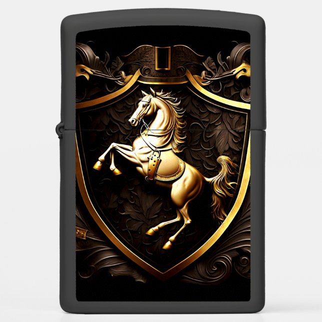 Heraldic Rearing Horse Zippo Lighter (Voorkant)