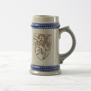 Heraldic Style Unicorn Stein Bierpul