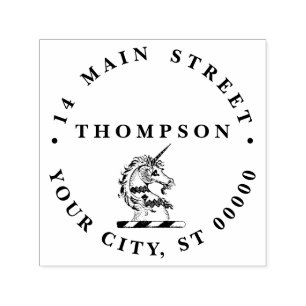 Heraldic Unicorn Head Coat of Arms Emblem Zelfinktende Stempel