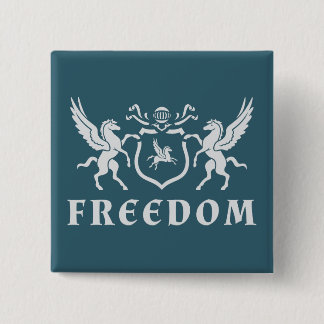 Heraldic White Pegasus Vierkante Button 5,1 Cm