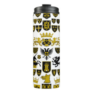 Heraldiek kuifjes, symbolische design. thermosbeker