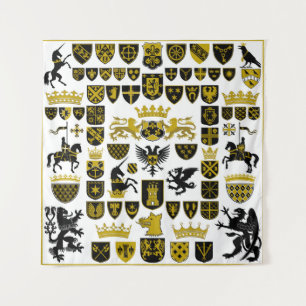 Heraldiek kuifjes, symbolische design. wandkleed