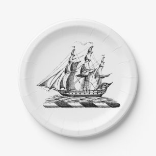 Heraldisch antiek nautisch klipper schip crest papieren bordje