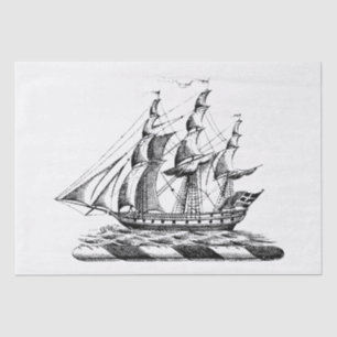 Heraldisch antiek nautisch klipper schip wapenschi tissuepapier