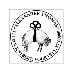 Heraldisch gebandeerd vlies ram schaap Crest emble Zelfinktende Stempel