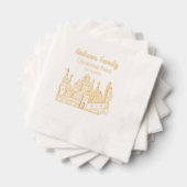  Heraldisch Kasteel #2 Crest Gold Xmas Folie Servetten (Insitu (Gestapeld))