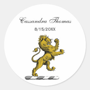 Heraldisch Leeuw Staand Kuif Embleem C Ronde Sticker