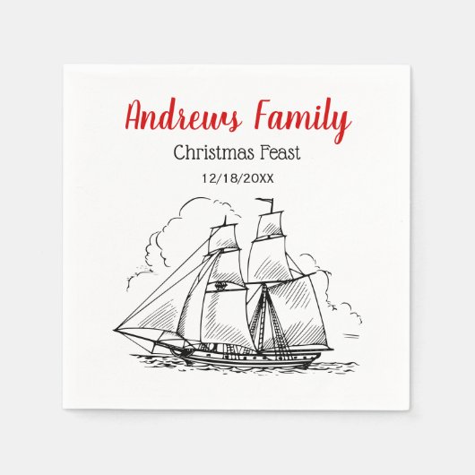 Heraldisch  Nautisch Clipper Schip #2 Crest Servet (Voorkant)