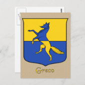 Heraldisch schild van de familie Greco Briefkaart (Voorkant / Achterkant)