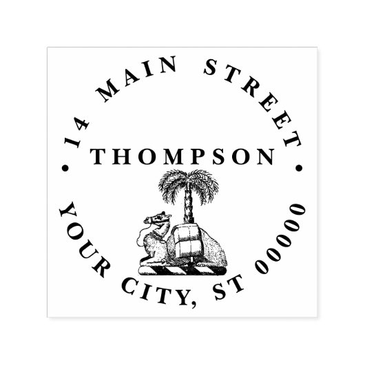 Heraldische Camel Palm Tree Coat of Arms Emblem Zelfinktende Stempel (Design)