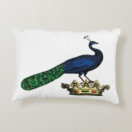 Heraldische gestileerde pacock op kroon C Accent Kussen (Achterkant)