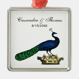 Heraldische gestileerde pacock op kroon C Metalen Ornament