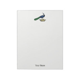 Heraldische  gestileerde pacock op kroon C Notitieblok