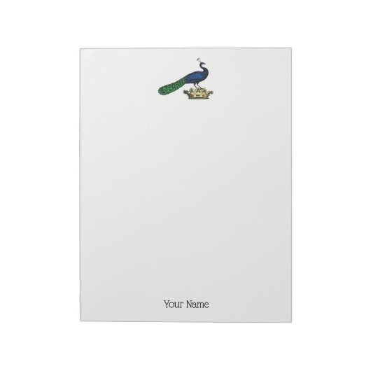 Heraldische  gestileerde pacock op kroon C Notitieblok (Gedraaid)