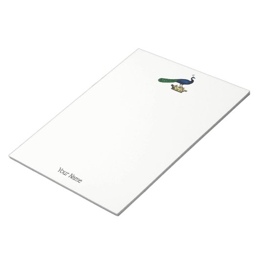 Heraldische  gestileerde pacock op kroon C Notitieblok (Schuin)