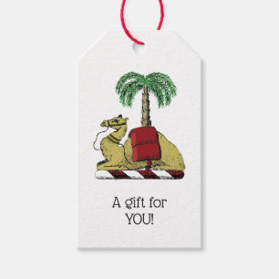 Heraldische Kameel Palmboom Kleur Wapen Cadeaulabel