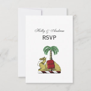 Heraldische Kameel Palmboom Kleur Wapen RSVP Kaartje