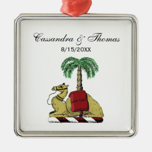 Heraldische Kameel Palmboom Kleur Wapenkaart Metalen Ornament