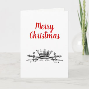 Heraldische Kroon Gekruiste Zwaarden Sabel Kerstmi Feestdagen Kaart