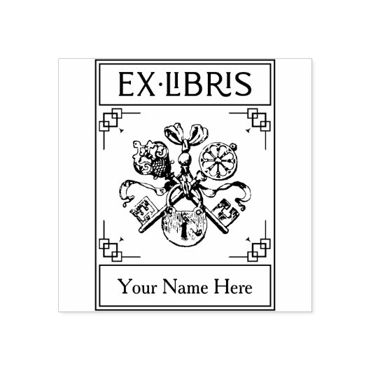 heraldische sloten en sleutels Ex Libris Rubberstempel (Afrduk)