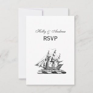 Heraldische Vintage Nautilus Klipper Schip Crest RSVP Kaartje