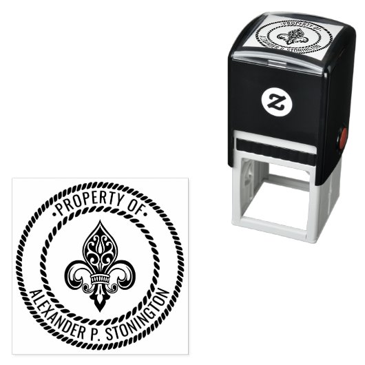 Heraldischer Fleur de Lis #26B Eigendom van Touwfr Zelfinktende Stempel (In situ)