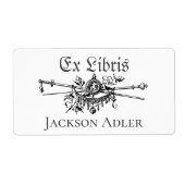 Heraldry Swords Personalized Ex Libris Bookplaat Etiket (Voorkant)