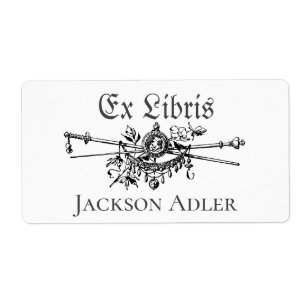 Heraldry Swords Personalized Ex Libris Bookplaat Etiket