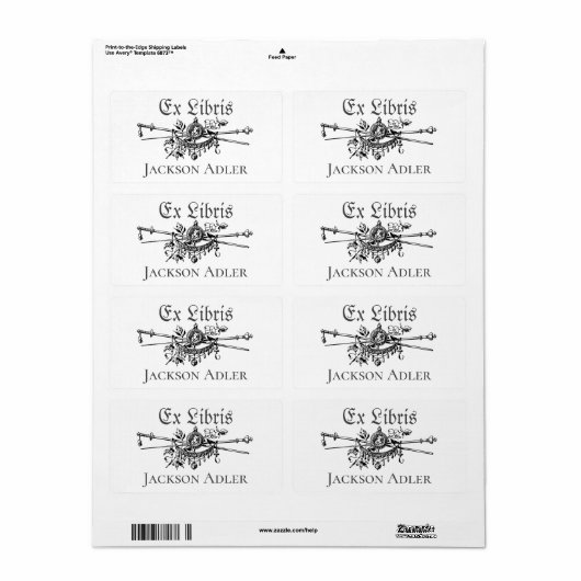 Heraldry Swords Personalized Ex Libris Bookplaat Etiket (Full Sheet)