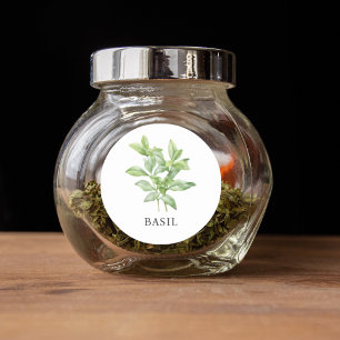 Herb Basil Waterverf Ronde Sticker