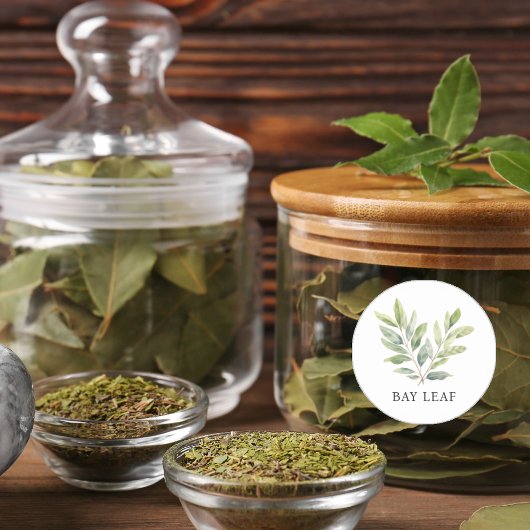 Herb Bay Leaf Waterverf Ronde Sticker