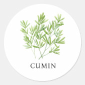 Herb Cumin Waterverf Ronde Sticker (Voorkant)
