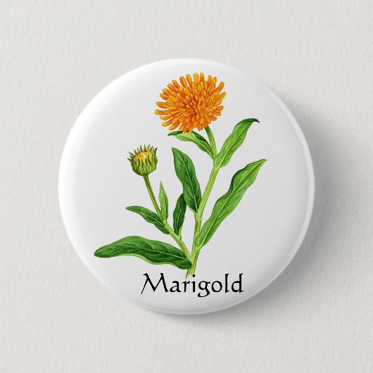 Herb Garden Series - Marigold Ronde Button 5,7 Cm (Voorkant)