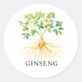 Herb Ginseng Waterverf Ronde Sticker (Voorkant)