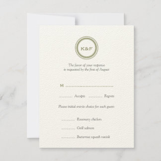 Herb green initialen bruiloft RSVP-reactiekaart RSVP Kaartje