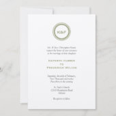 Herb green medallion initialen bruiloft kaart (Voorkant)