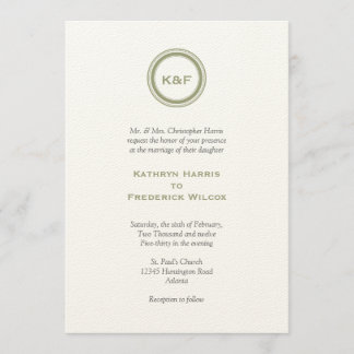 Herb green medallion initialen bruiloft kaart