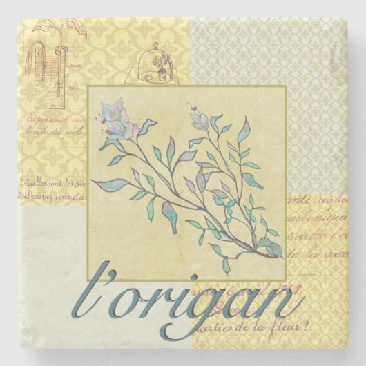 Herb Oregano Stone Onderzetter (Voorkant)