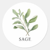 Herb Sage Waterverf Ronde Sticker (Voorkant)