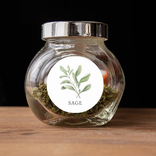 Herb Sage Waterverf Ronde Sticker