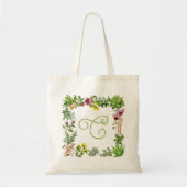 Herbal Border Monogram Initiaal Tote Bag (Voorkant)